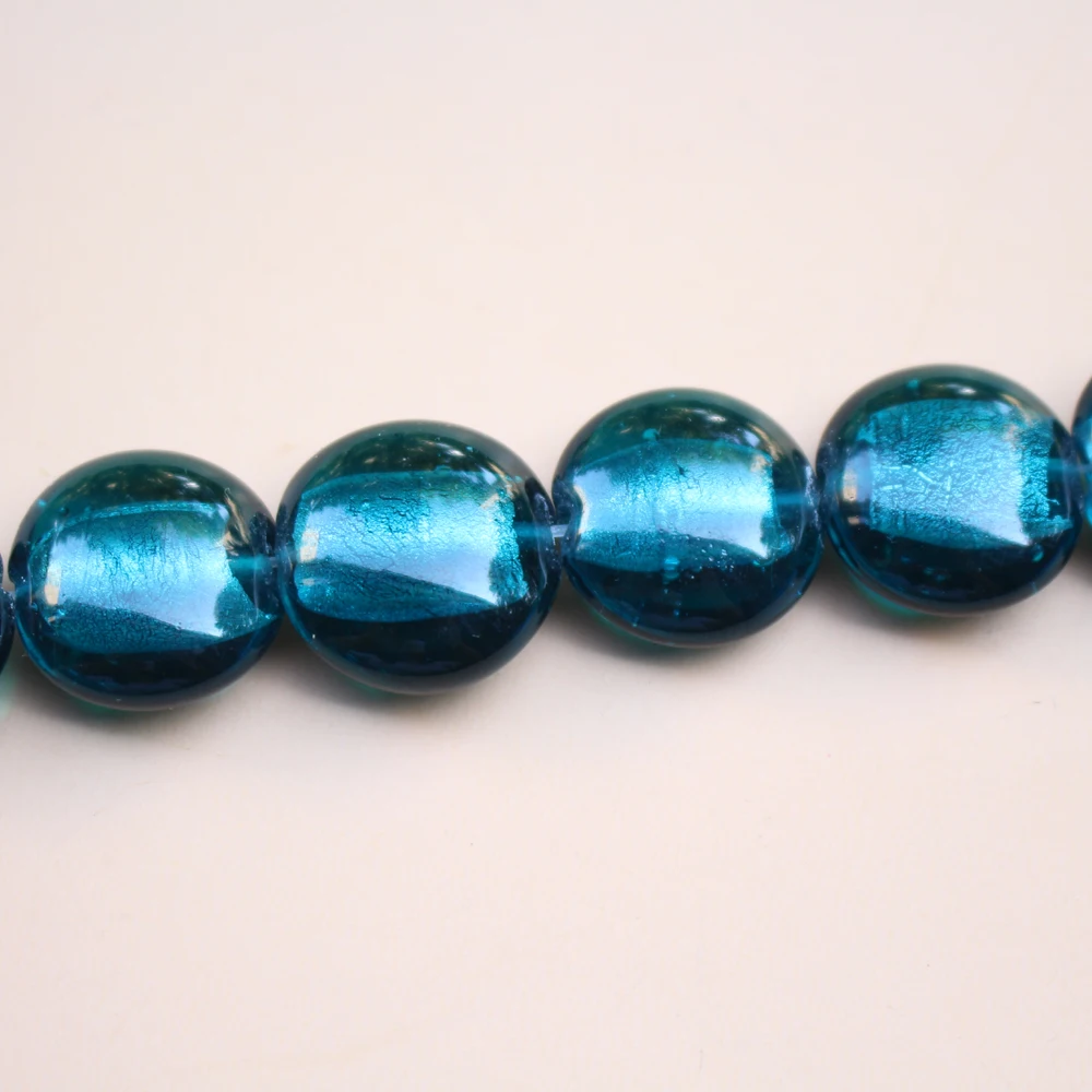 20mm Oblate Beads Teal Blue Jewellery Making Accessories Glass Handmade Jewelry Bracelets Supplies Lampwork Diy Perles Bijoux