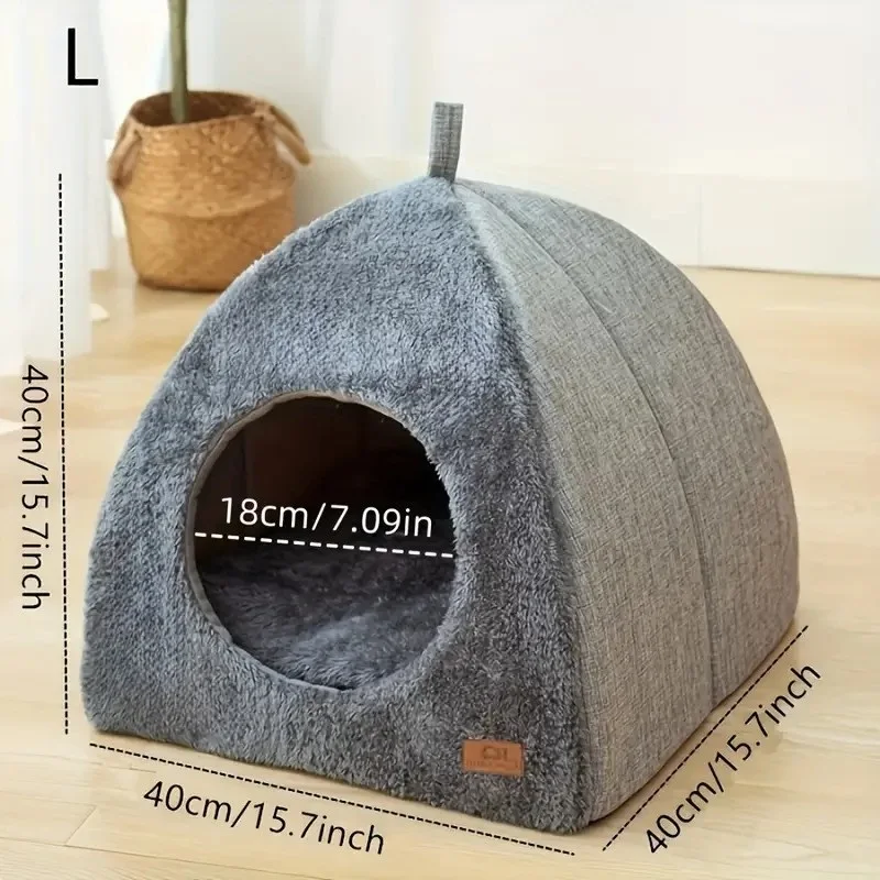 Neues Katzennest, warmes geschlossenes Katzenhaus, Haustiernest, niedliches Dreieck, verdicktes Tiefschlaf-Hundennest, Heimtierbedarf, geschlossene Katzenzelte, Bett – Detail 3
