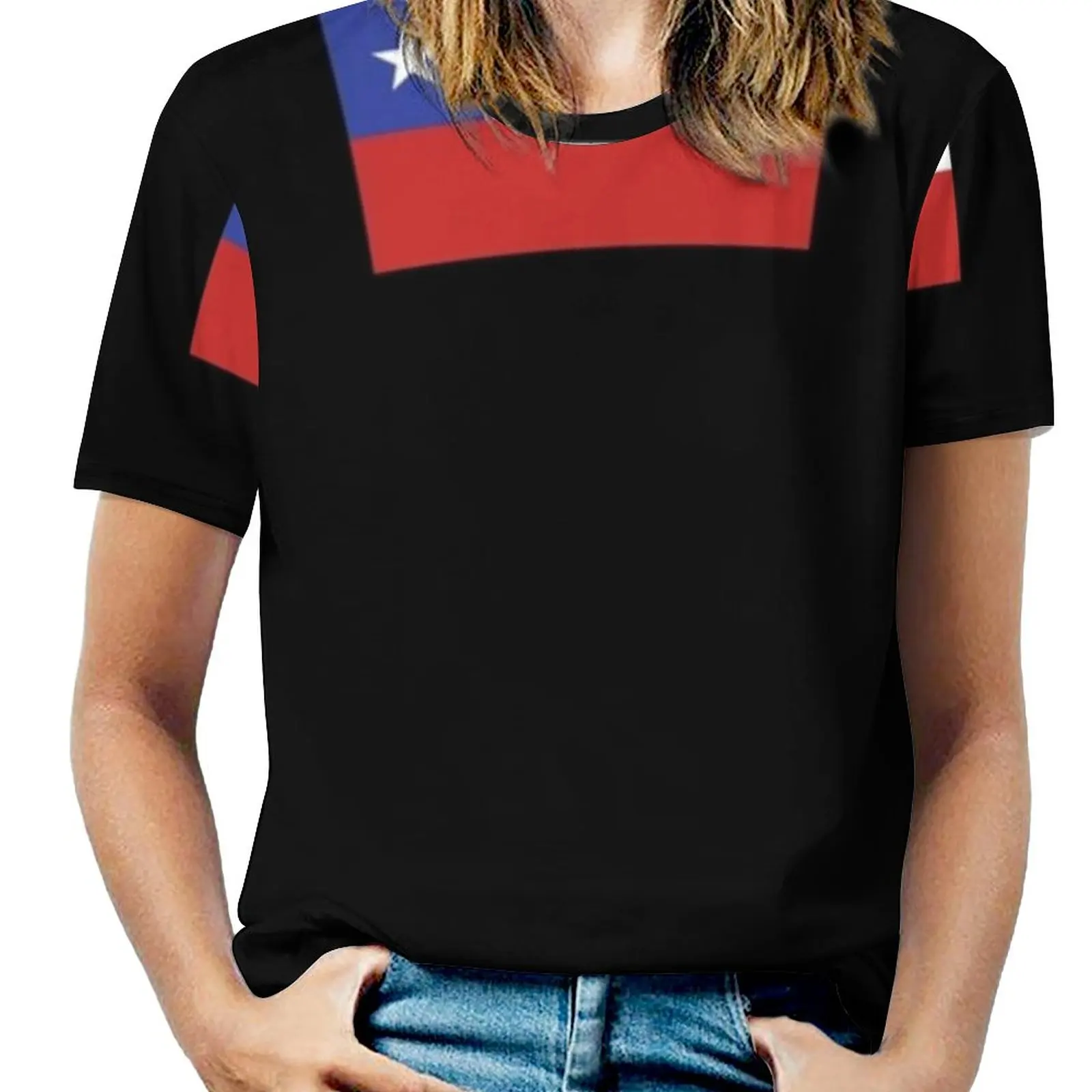 Chile Flag New Fashion Zip Off Shoulder Top Short-Sleeve Women Shirt Flag Flag Chile Chile Chilean Chilean Flag Flag Of Chile