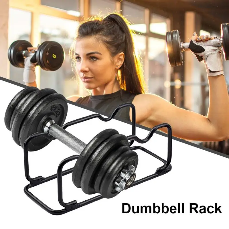 Black Dumbbell Rack Compact Durable Barbell Storage Stand Strengthened Steel Bracket For Home Office Gym Accessories