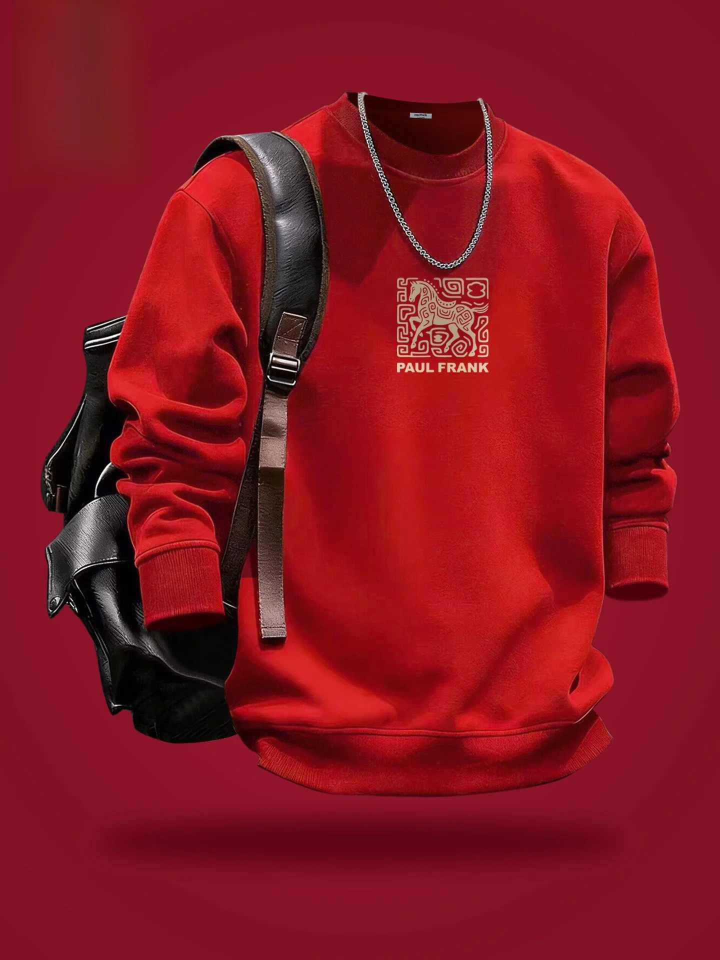 

Мужская толстовка с вышивкой в виде обезьяны, красная, на флисовой подкладке, повседневная, теплая, для весны, осени и зимы, уличная одежда