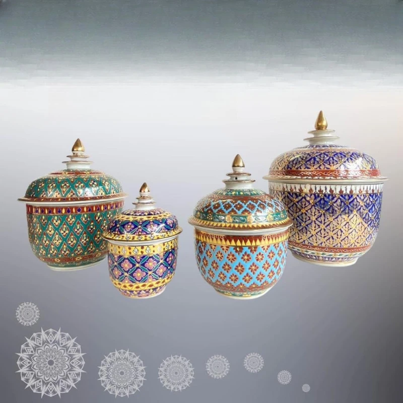 

Hand-painted ceramic enamel color with lid storage tank desktop storage decorative ornament