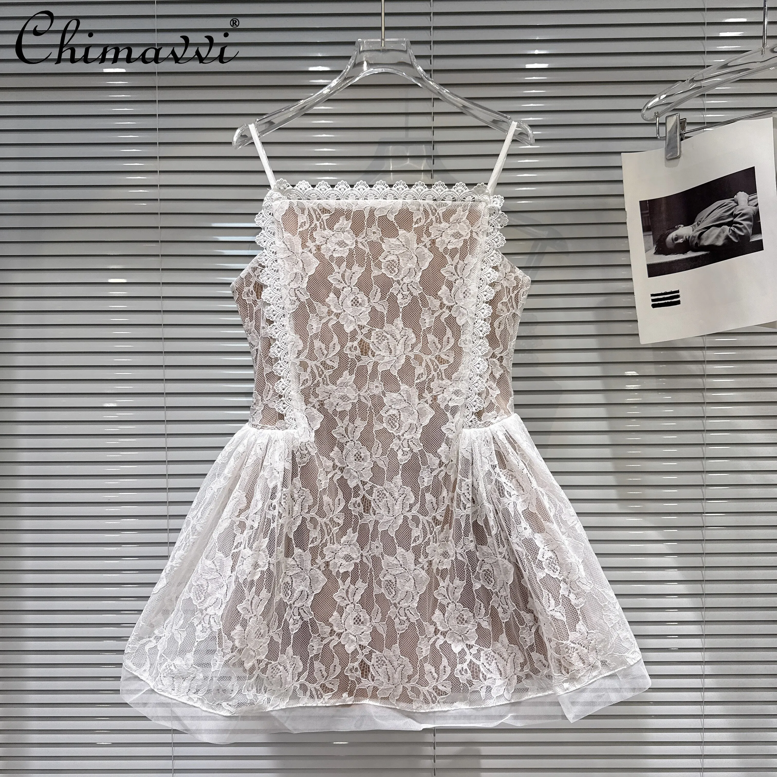 

Летнее женское короткое платье 2026 года во французском стиле: элегантное, кружевное, с вышивкой, жаккардовое, с завышенной талией, пышное, для вечеринок, в стиле принцессы