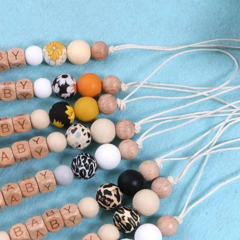 

Q22D Printed Bead Pacifier Clip Infant Anti-Drop Teether Clip Baby Product Soother Chain Dummy Clip Pacifier Accessories