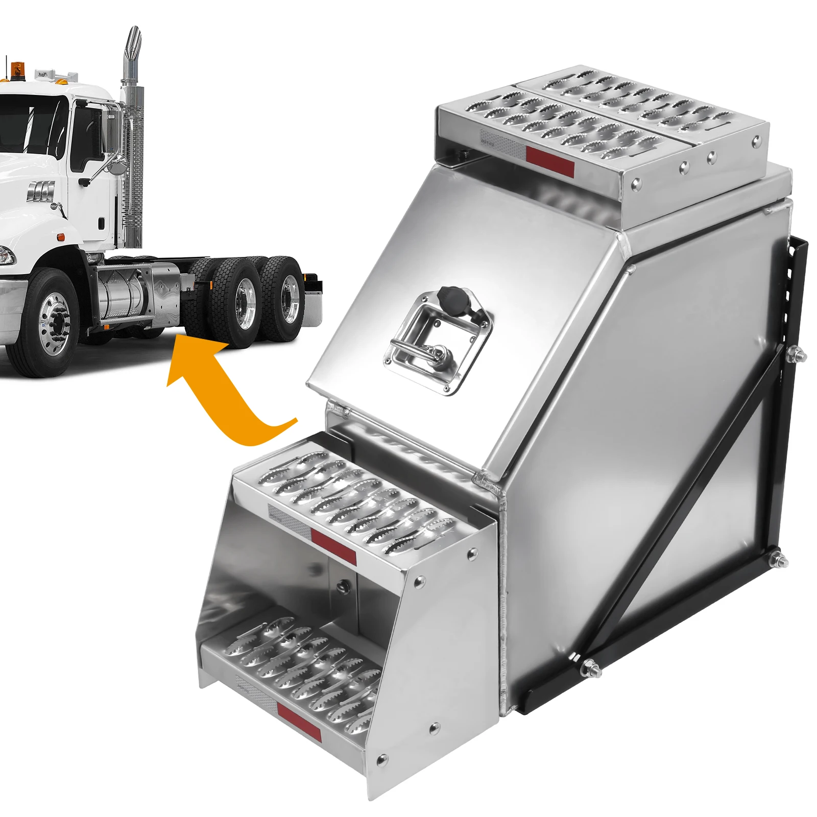 

Weatherproof Lockable Storage Box 12/23 Inch Aluminum Toolbox with T-Handle Latch Lock Fit for Peterbilt Kenworth & More
