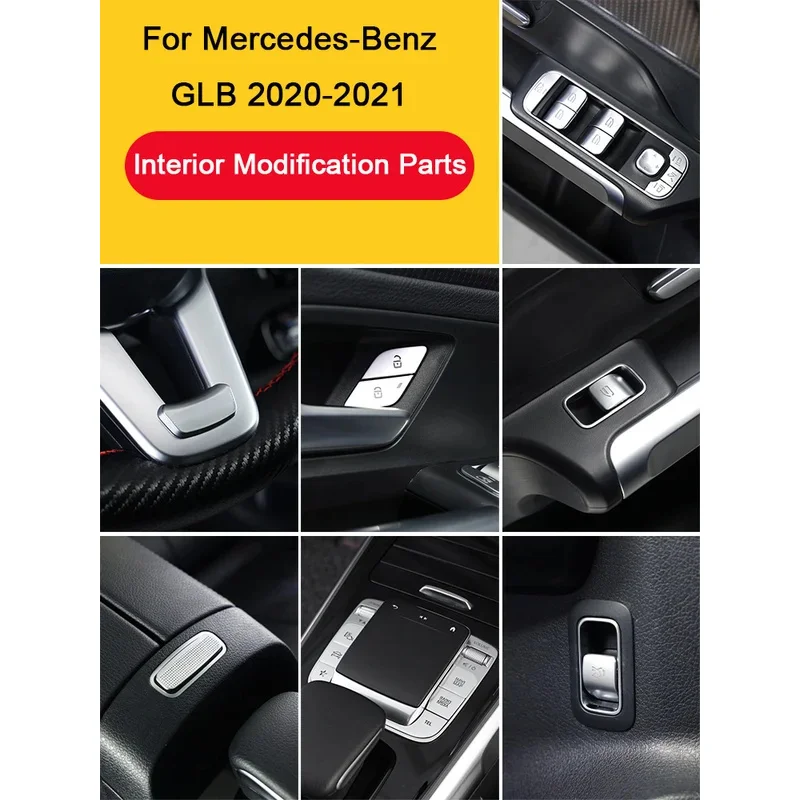 

For Mercedes Benz GLB X247 2020 2021,GLB200 Central Console Mouse Button Window Lift Steering Wheel Trim Cover Door Lock Sticker