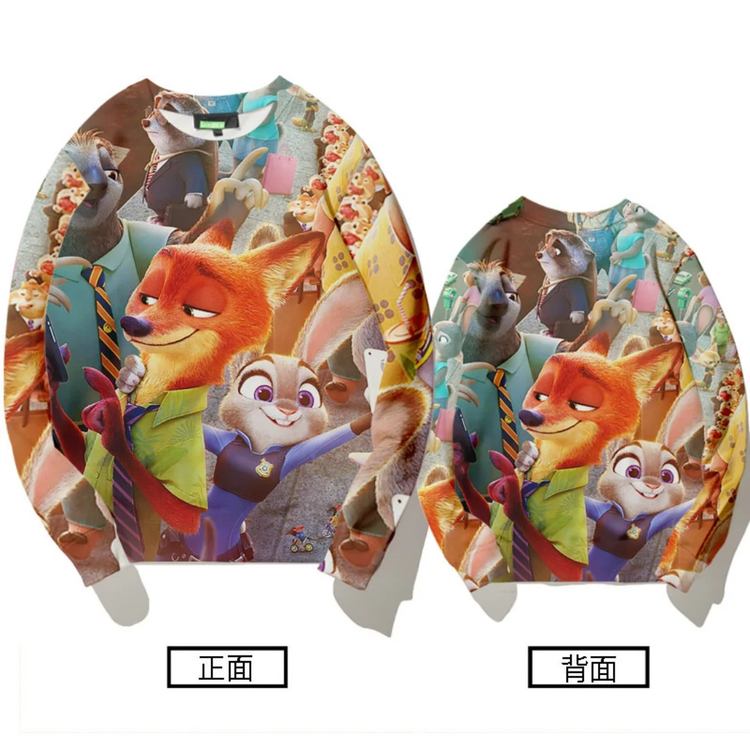 Толстовка с рисунком Зверополис Диснея, 3D принт, осенние модные толстовки для отдыха, детские толстовки Y2K, мужские и женские толстовки