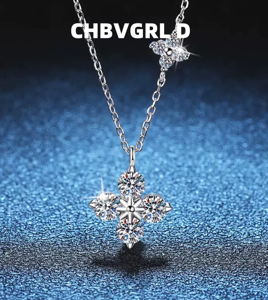 

[Pure] Luxurious s925 sterling silver necklace with moissanite pendant, high-end collar chain, 1.2-carat moissanite necklace