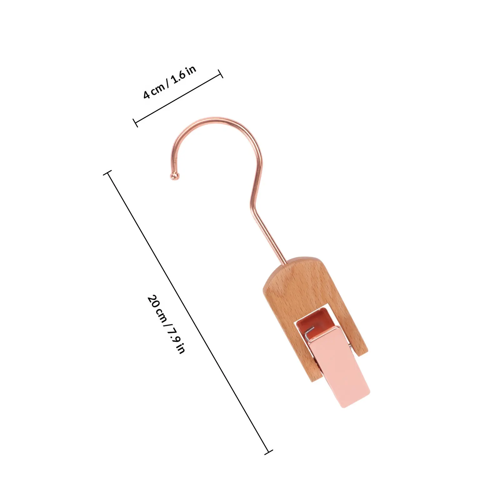 5Pcs Wooden Stainless Steel Clothes Clips Sock Towel Scarf Glove Hanger Clips Wind Resistant Drying Hooks Multi-Function