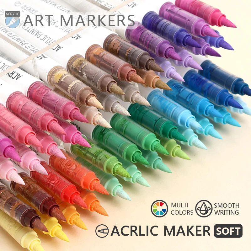 

9 Colors/Box Multicolor Acrylic Marker Pen Set Automatic Ink Control Brush Tip Art Painting Pens For Stone Glass Book DIY Craft