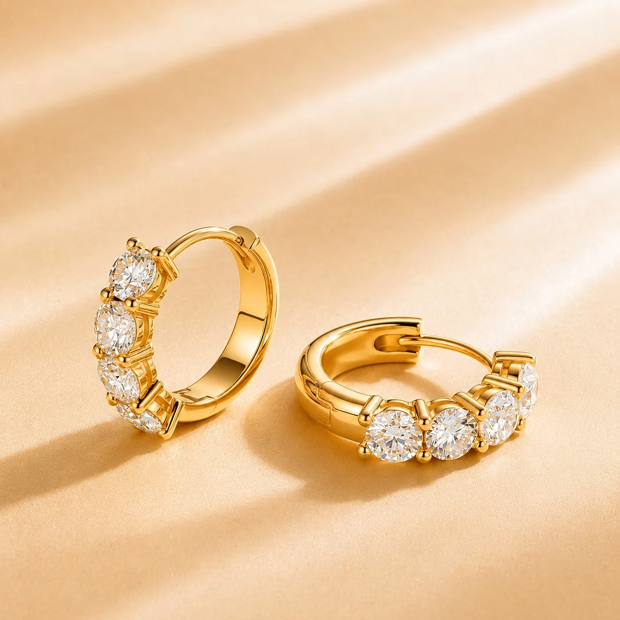 Custom Lab Grown Diamond Hoop Earrings 9K 14K Gold 2.0cttw 4mm VS Clarity D Color Anniversary Engagement Fine Jewelry for Women