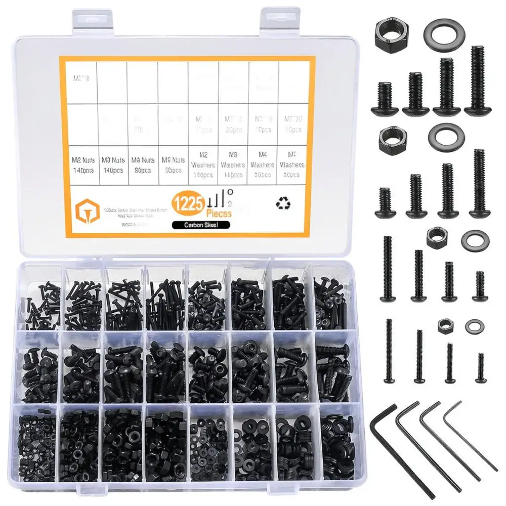 Socket Head Cap Screw Nut Assortment Box Alloy Steel Black Oxide Fasteners For Electronic Equipment And Mechanical Repair