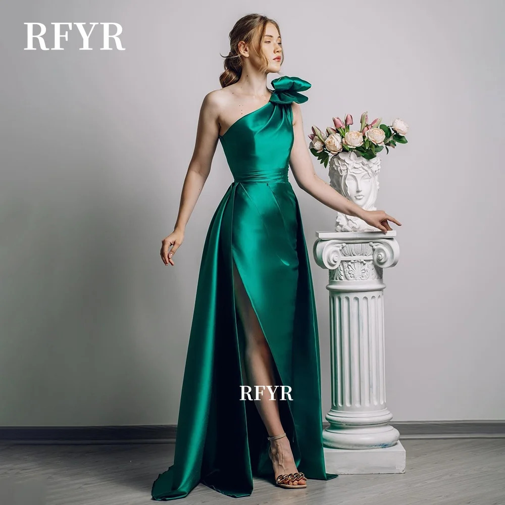 فستان RFYR A Line للحفلات الراقصة بكتف واحد مع ثنيات على شكل فيونكة للمشاهير والحفلات المسائية فستان فيستدوس دي فييستا مخصص