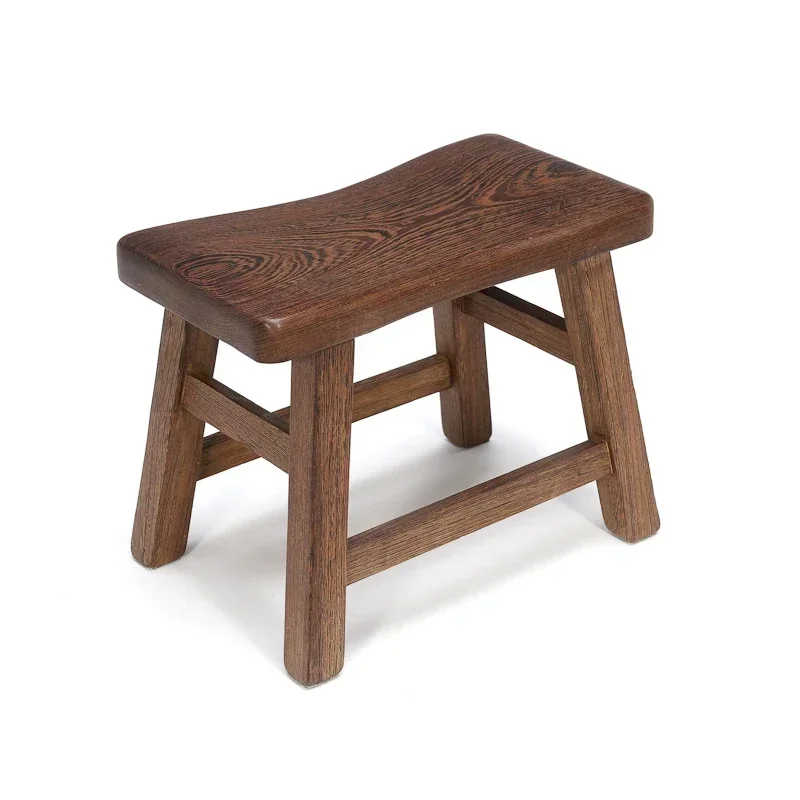 Pastoral Portable Wooden Stool - Durable Foot Stool Convenient Shoe-Changing Step Stool for Household Use Rustic Charm