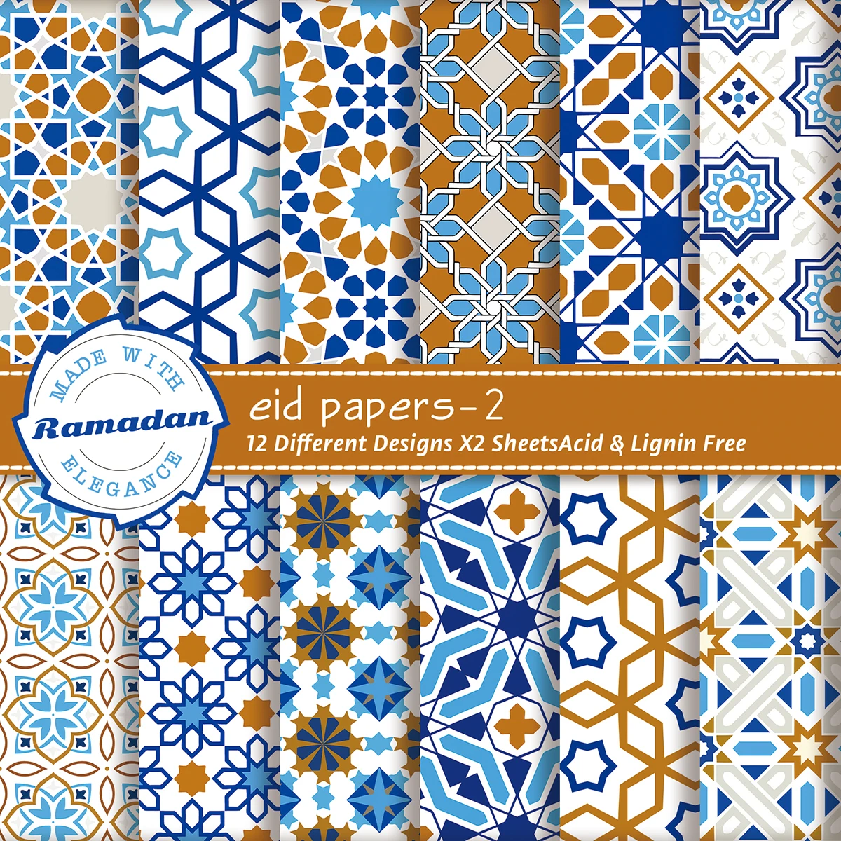 24 sztuk/paczka Eid Mubarak zestaw papierów do scrapbookingu, arabskie tło islamski wzór Eid papier Ramadan, papier dekoracyjny DIY rzemiosło