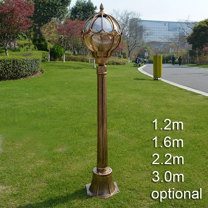 Traditional european landscape light garden lawn waterproof bronze classic outdoor post lamp LED pole light vintage street light