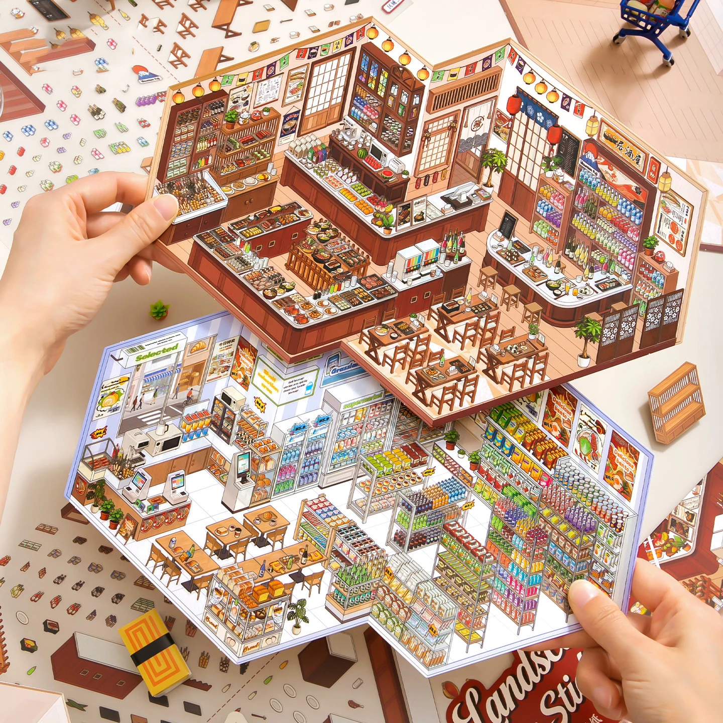 

Наклейки для управления магазином мистера бумаги, 4 шт. - 2,0 большой 3D-дизайн, диорама для хранения вещей, креативные забавные наклейки для скрапбукинга своими руками