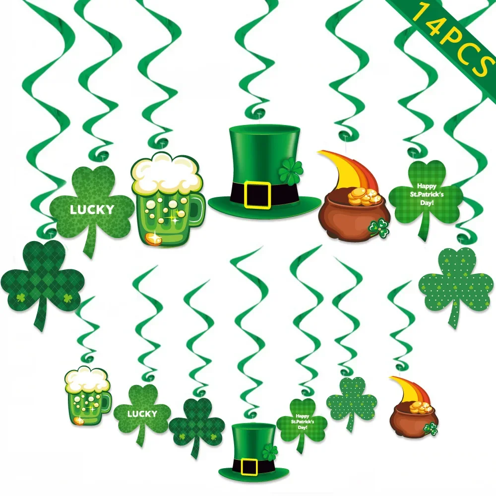 St Patrick's Day Party Decoration Lucky Grass Banner St.Patricks Day Green Hat Lucky Clover Party Happy St. Patricks Party Decor