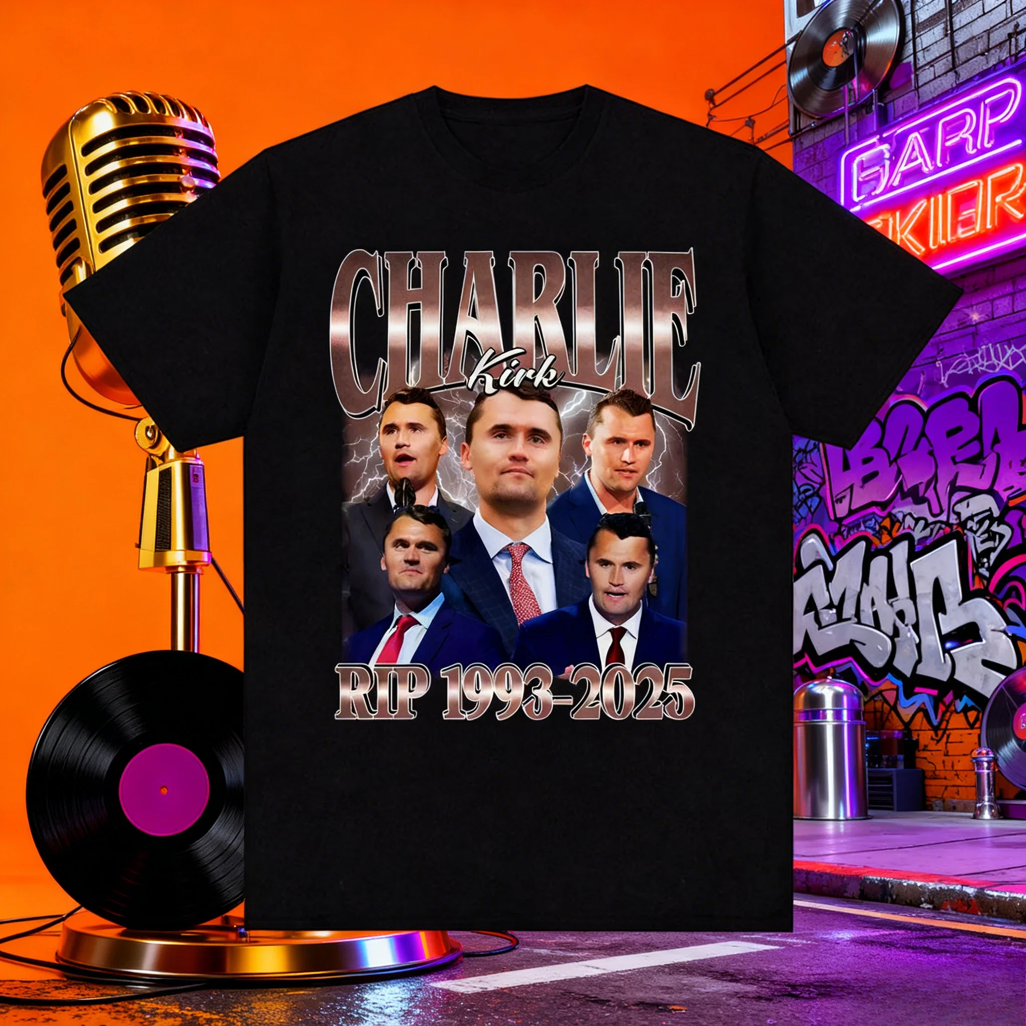 

Summer 2025-26 Comic Charlie Kirk RIP 1993 100% Pure Cotton Printed T-shirt for Men and Women Wide Street Casual Top