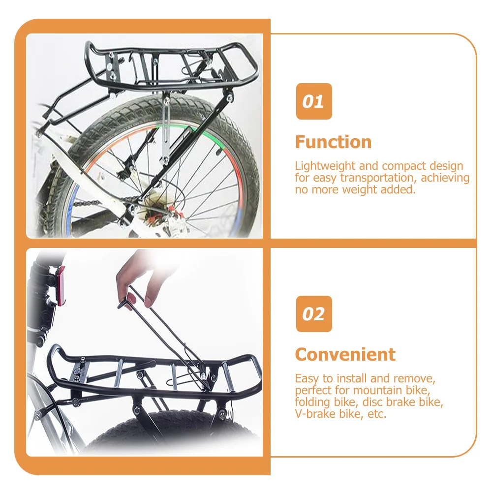 

1pc Aluminum Alloy Bike Rear Rack Lightweight Durable Folding Bicycle Carrier Cargo Holder Multi-Function Detachable
