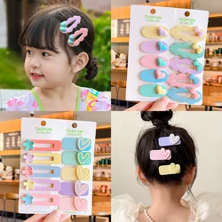 5 Pcs/Set Baby Girls Candy Color Heart Flower Ornament Hair Clips Children Cute Bowknot Barrettes Hairpins Kids Hair Accessories