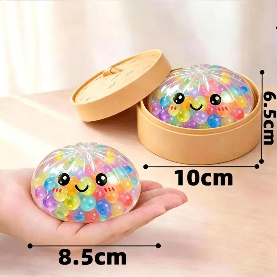 Regenbogen-Glitzer-Dumpling, Glitzer-Dumpling-Squishy mit Box, sensorisches Quetschspielzeug zur Stresslinderung