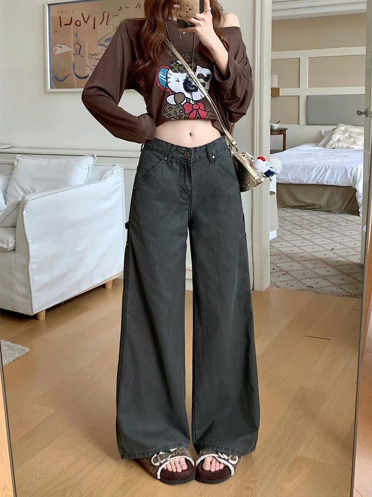 

Low Waist Wide Leg Women's Jeans American Hot Girl Sle Design Spring 2026 New Arrival Loose Fit Casual Denim Pants