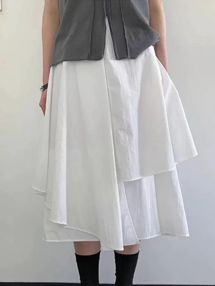 Liangliang ريترو 3D مصممة غير متناظرة f تنورة المرأة الصيف تصميم جديد ألف خط اللون تنورة طويلة عالية الخصر كوريا... #1