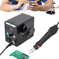 858D Hot Air Rework Station for Electronics Repairing Desoldering Welding, 220V SMD Soldering Station with Hot Air Gun+3 Nozzles