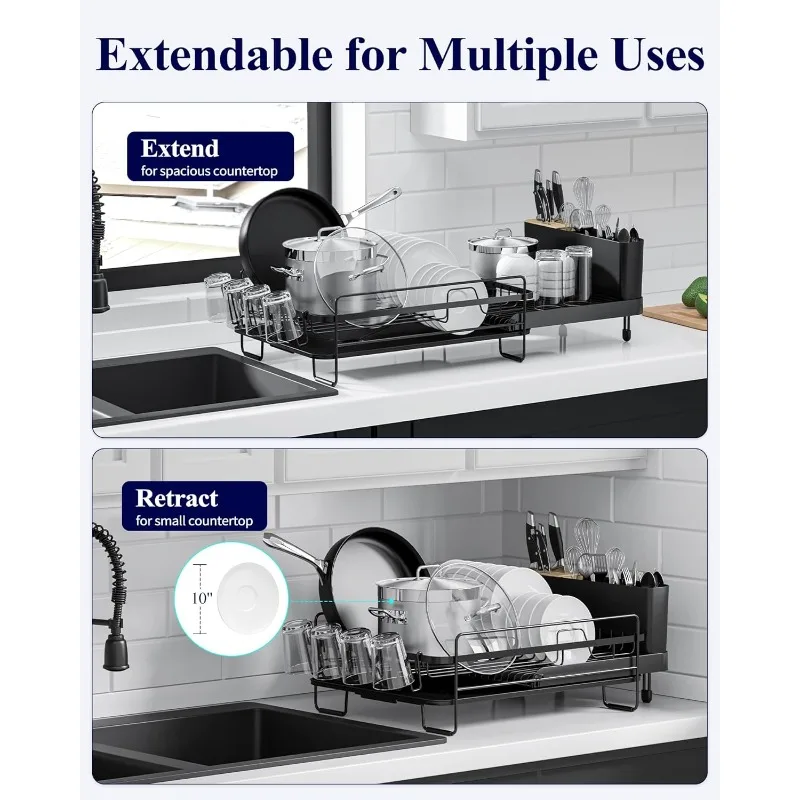 

Large Dish Drying Rack - Extendable Dish Rack,Multifunctional Dish Rack for Kitchen Counter
