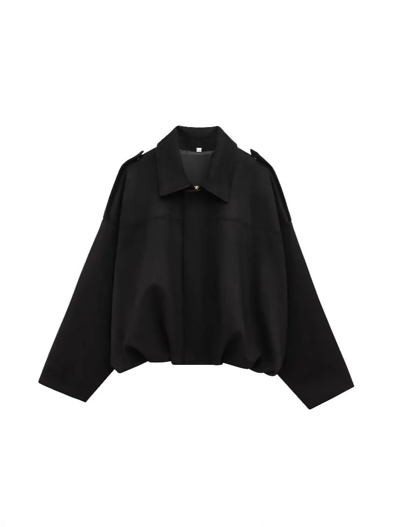 

Solid Color Lapel Long Sleeves Jacket Woman Waist Cinching Loose Straight Shorts Female Sets Baggy Casual Street Women's Suit