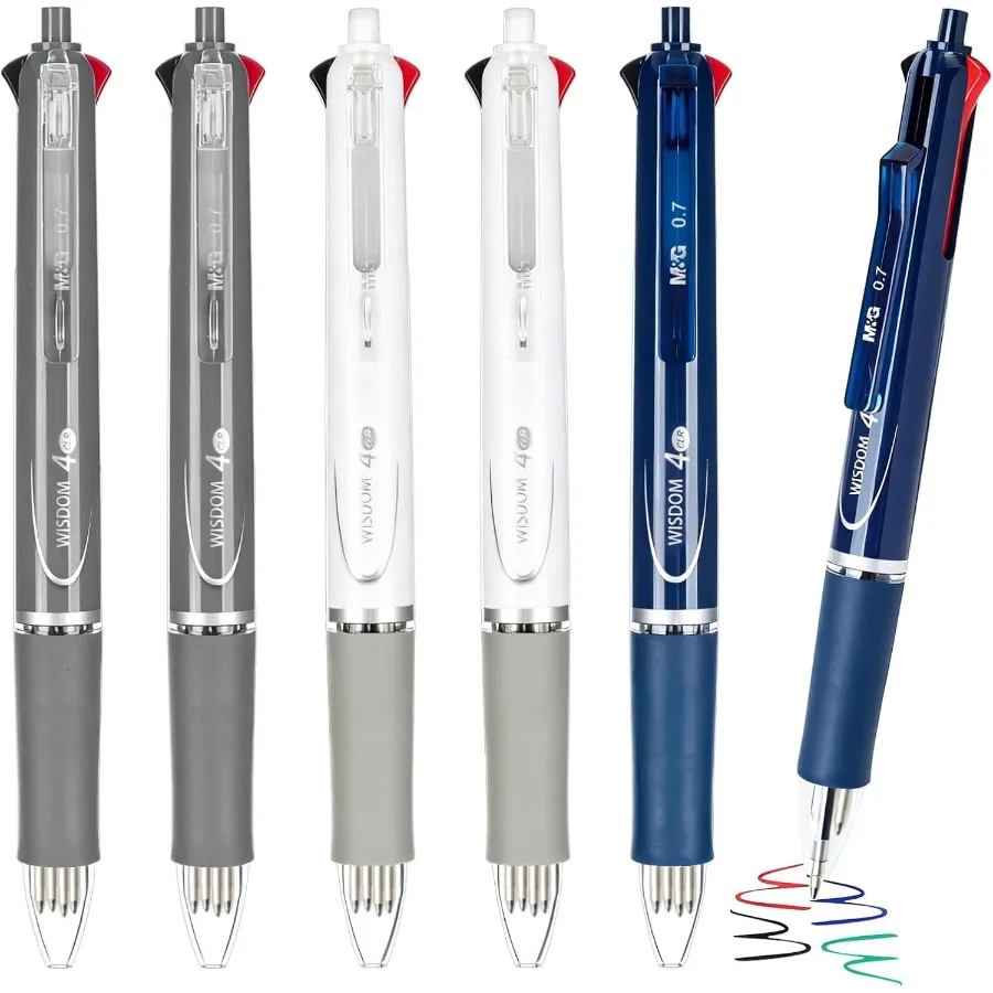 

Шариковые ручки Mult 4в1, цветные выдвижные шариковые ручки с тонким наконечником, 0,7 мм, разные 4 цвета, чернильные шариковые ручки, объемные, гладкие, Wr