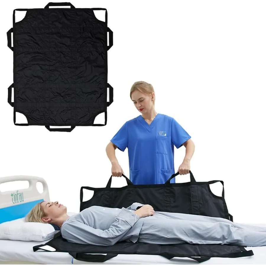 Almohadilla de posicionamiento de cama con asas reforzadas, hoja de transferencia impermeable multiusos de 50 "X 40", para girar, levantar y deslizar