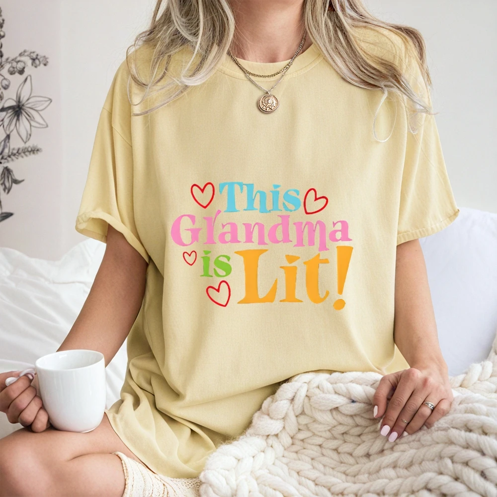 Cette grand-mère est éclairée, chemise graphique de Style mignon, couleur confortable et tendance pour femmes et hommes, haut d'été entièrement en coton respirant