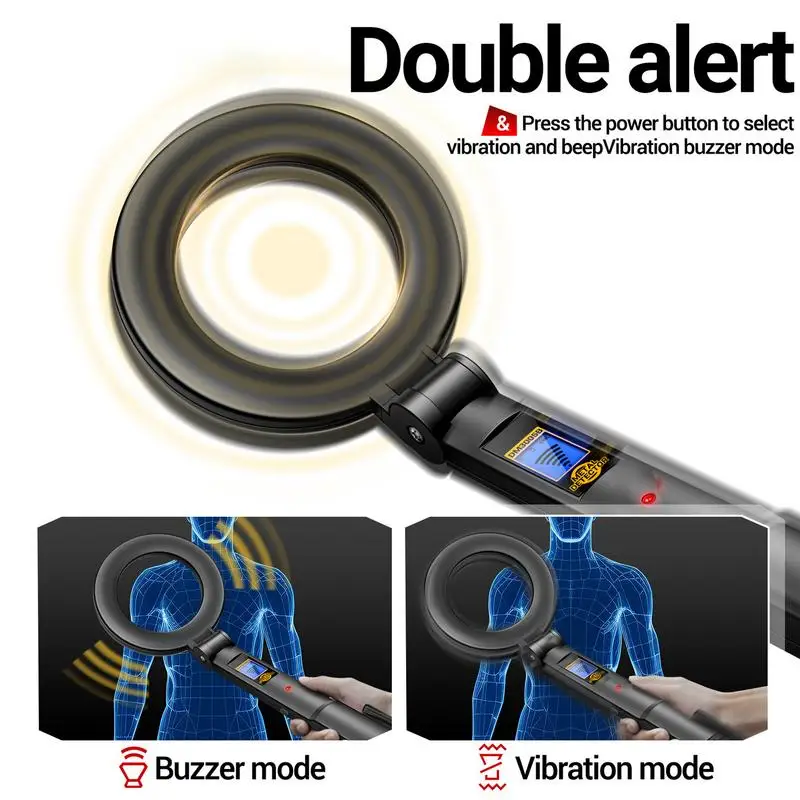 Handheld Metal Detector 360 Scanning Metal Tester Foldable Backlight LED Display Sound & Vibration Alerts High Sensitivity