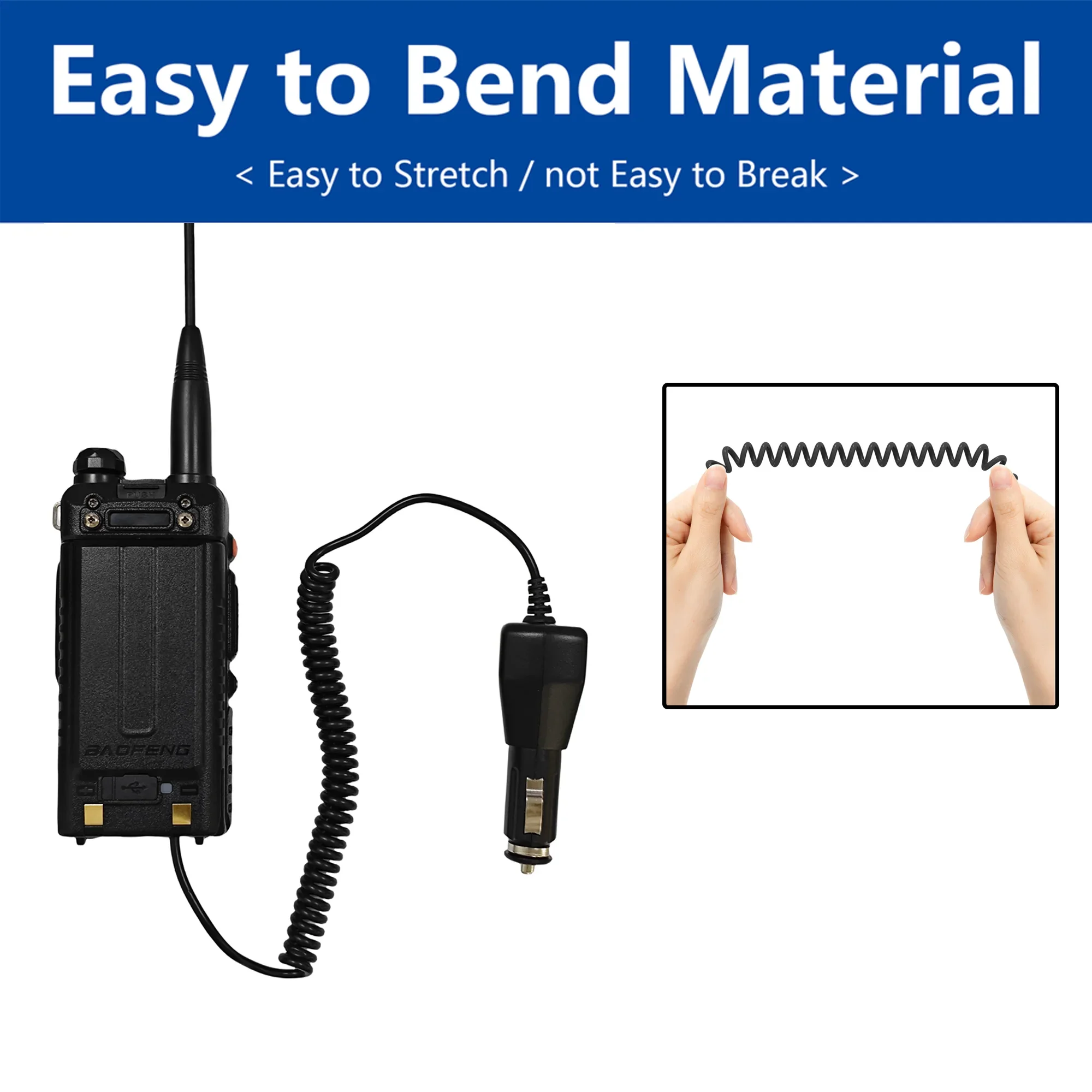 Baofeng K5 Pro Max Battery Eliminator UV5RM Car Cigarette Lighter Charger 12V-24V For UV5G Plus UV-5RH Walkie Talkie Accessories