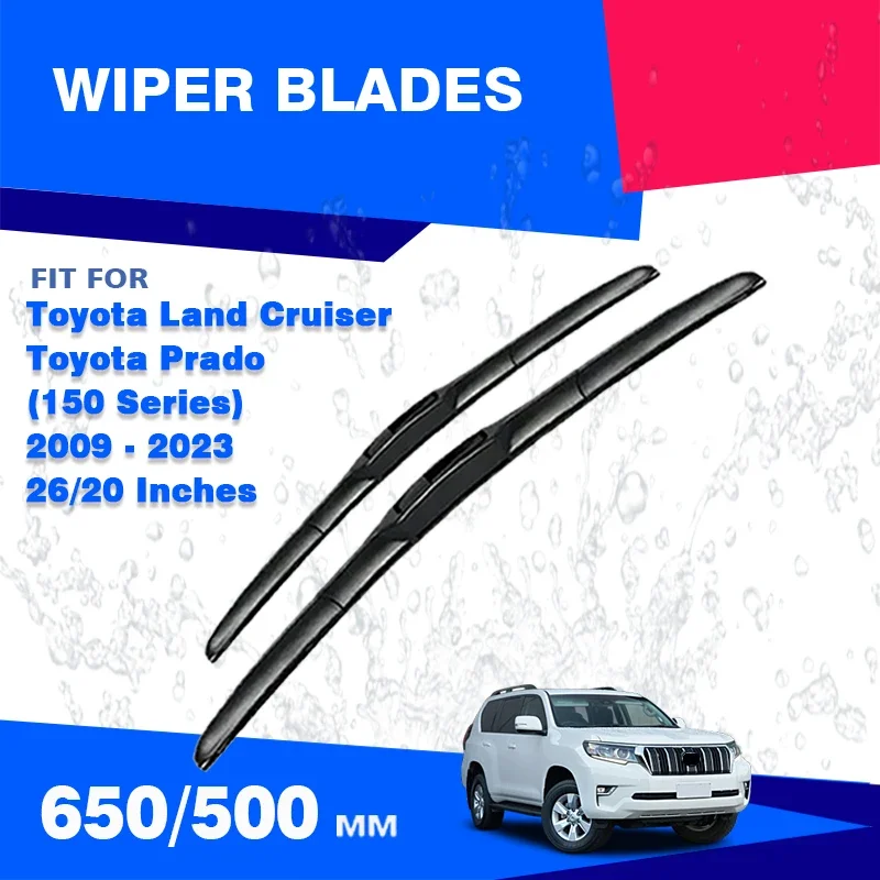 For Toyota Land Cruiser Prado 150 J150 2009 - 2023 Front Wiper Blades Windscreen Window Accessories Windshield Brushes 26“+20”