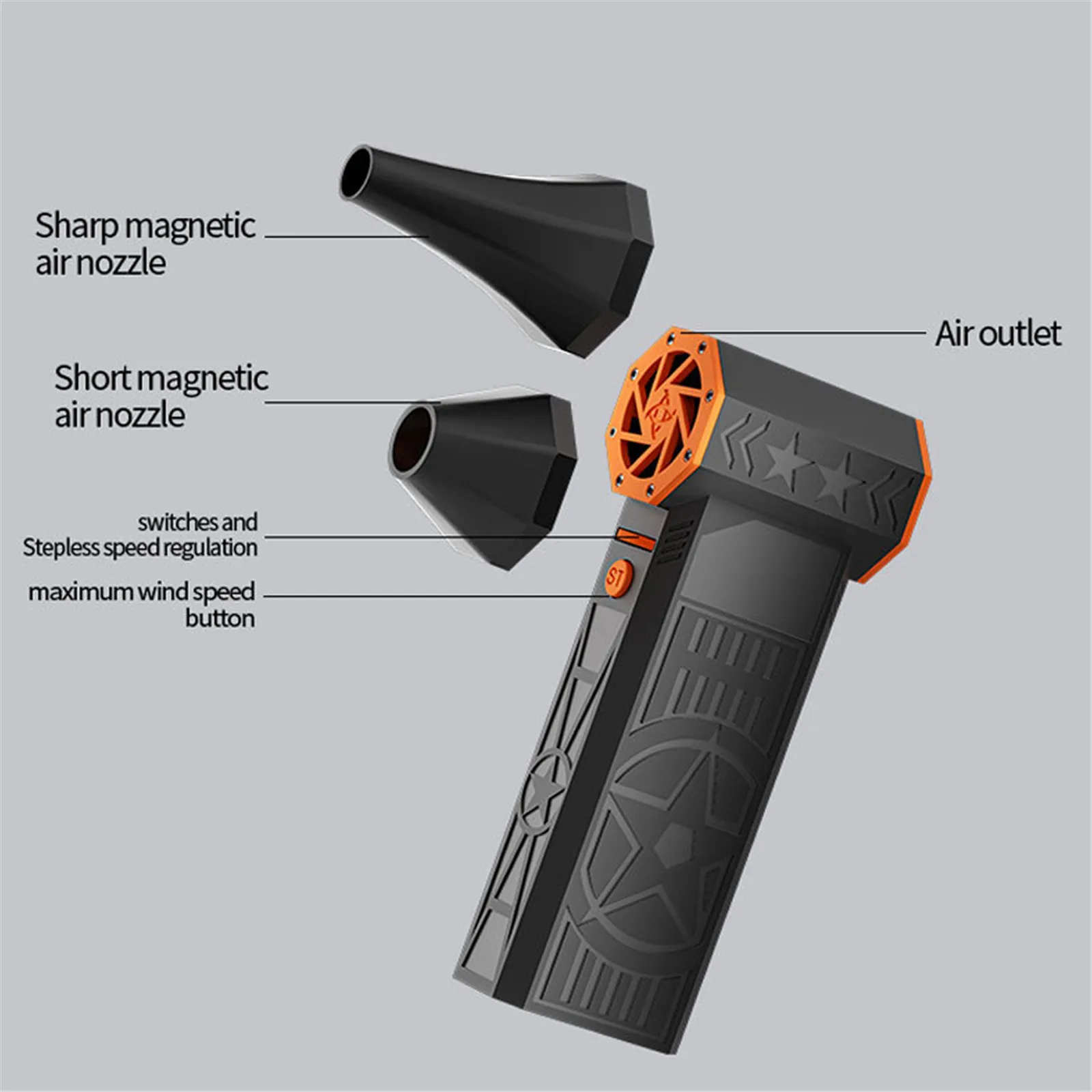 

Thermal Snow Blower IPX4 Waterproof Electric Leaf Blowing Tool High-Powered Turbine Blower for Car Windshield Defrost