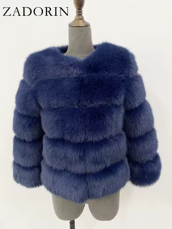 ZADORIN S-6XL Mink Coat Winter Black White Faux Fur Coat Woman Elegant Fluffy Faux Fur Jacket Top Short Fur Coats Woman Clothing - Image 13