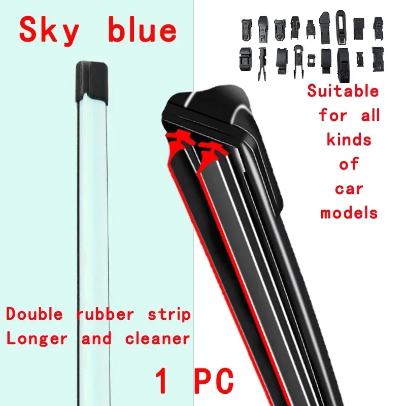 

Sky blue Car Windshield Wiper blades Universal Soft Double layer Rubber Frameless Bracketless 14" 16" 19" 20" 21" 22" 24"26"