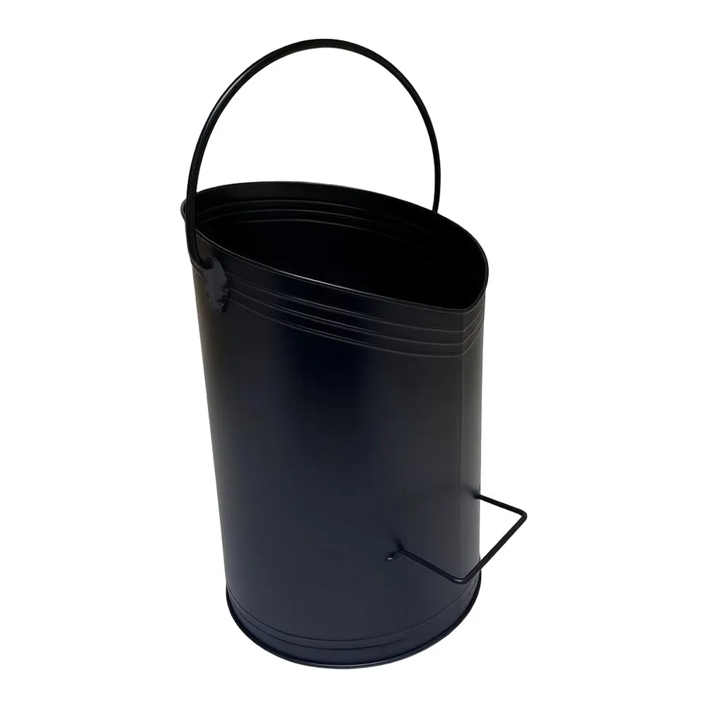 Semi-Circular Charcoal Container for Fireplaces Bundled with Shovel and Brush to Support Efficient Fuel Management