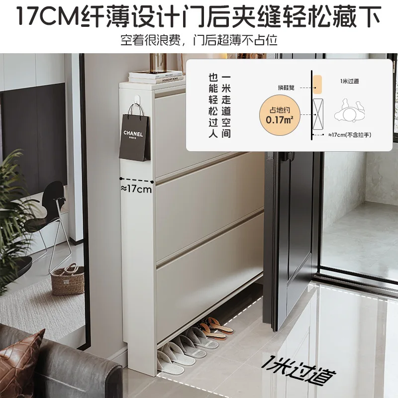 Scarpiera ultrasottile, ingresso in legno massello nella porta della casa, estremamente sottile e piccola stretta 2025, nuova ribaltatura dell'ingresso