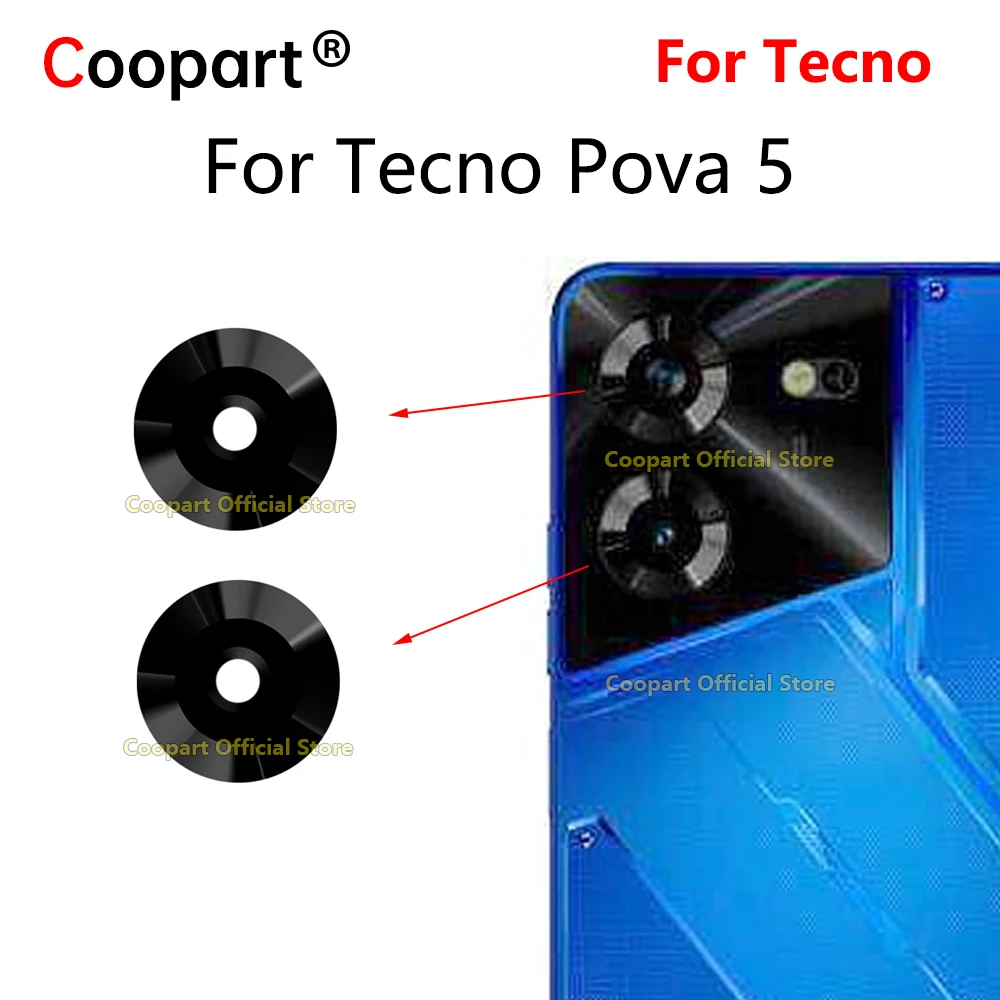 Coopart New Rear Back Camera Glass Lens For Tecno Pova 5 Pova5 LH7n Replacement With Adhesive Sticker