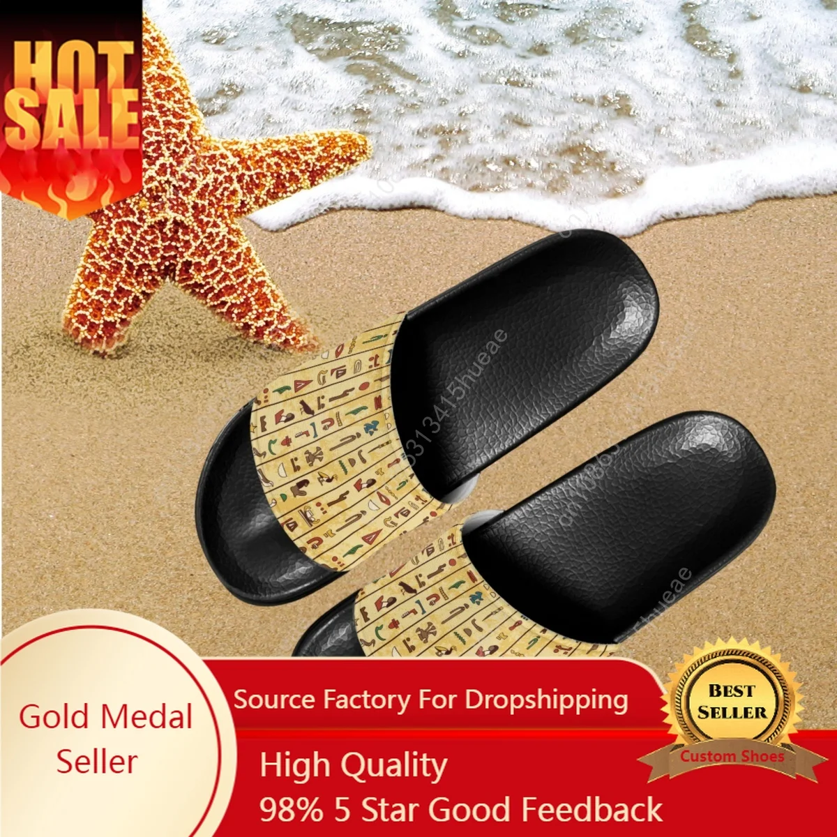 

Outdoor Slippers Retro Egyptian Culture Design Fashion Summer Women Home Slippers Flats Non-slip Sandals for Girls Thick Slides