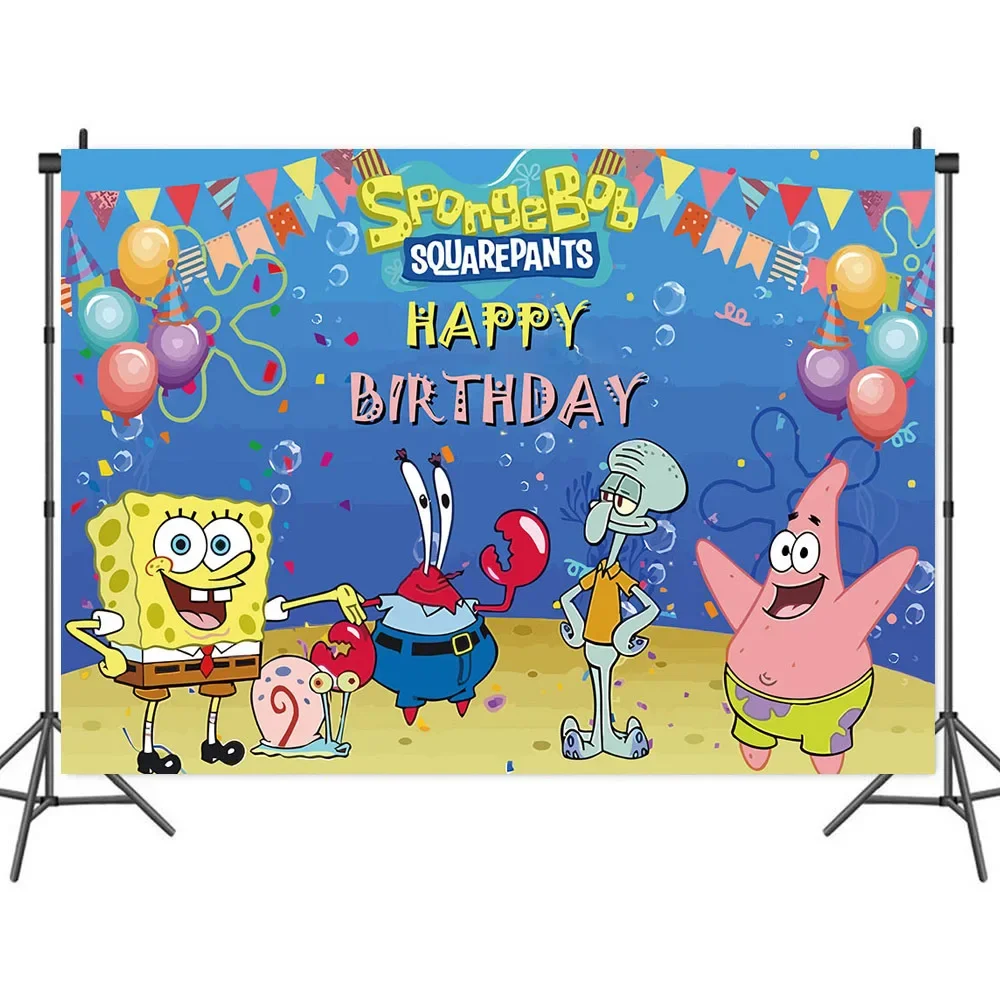 SpongeBob SquarePants Patrick Star Theme Vinyl Background Photography Wall Hanging Children\'s Birthday Party Photo Decoration