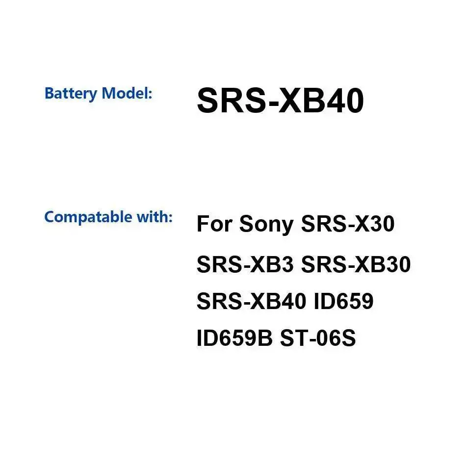 Стереобатарея для Sony Srs-X30 Srs-XB3 Srs-XB30 ID659 ID659B ST-06S 6800 мАч Прочный надежный источник питания Srs-XB40