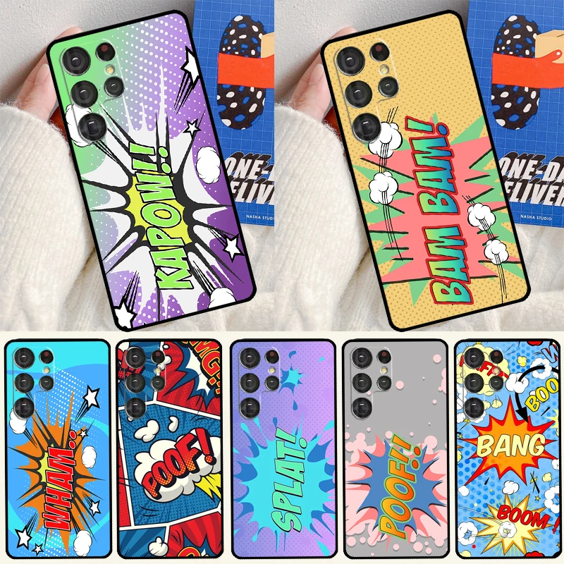 Comic  Speech Bubbles Boom Fundas For Samsung Galaxy S23 S20 FE S21 Ultra Note 20 Note 10 S8 S9 S10 Plus S22 Ultra Case