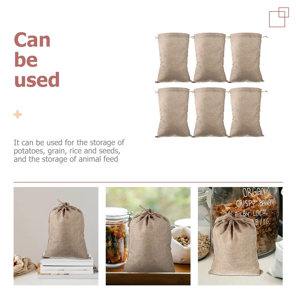 

6 Pcs Drawstring Bag Grocery Burlap Sack for Vegetables Reusable Bags Veggie with Linen Onion Shopping
