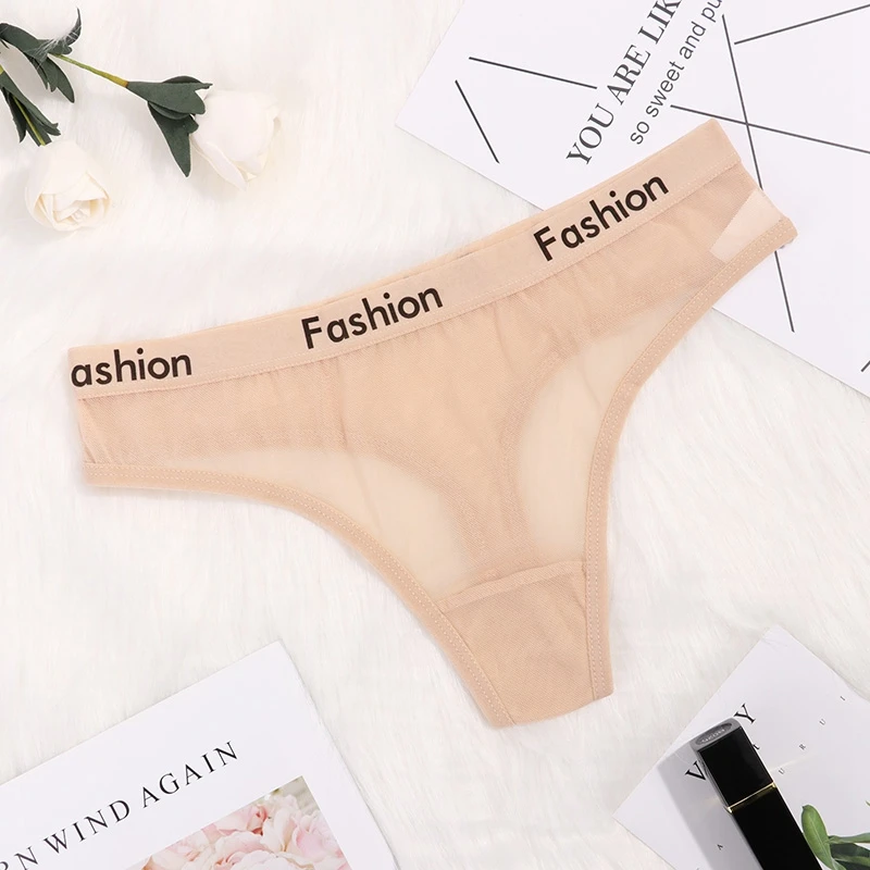 Women Sexy Underwear Mesh Transparent Low-Waist Underpants Comfortable Sporty Style Panties Female Breathable Thongs