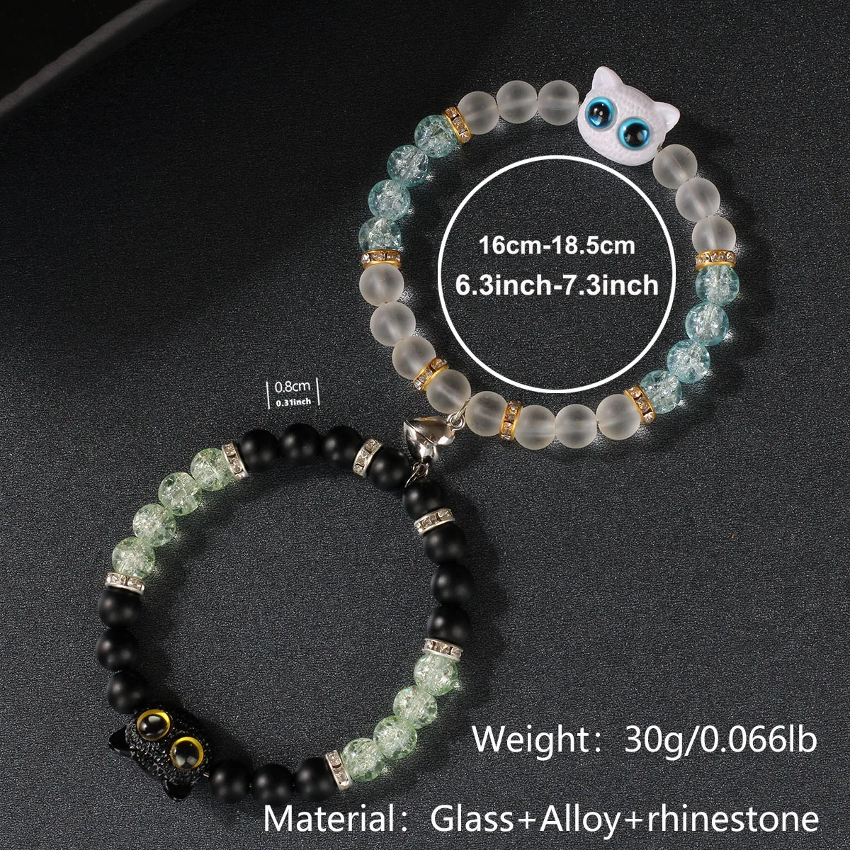 أساور متطابقة للأزواج للنساء والرجال bf وgf صديقها صديقة سوار المغناطيس القلب لطيف القط الصداقة سوار #3